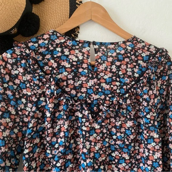 Madewell Floral Ruffle-Yoke Cotton Long Sleeve Blouse - Picture 10 of 14